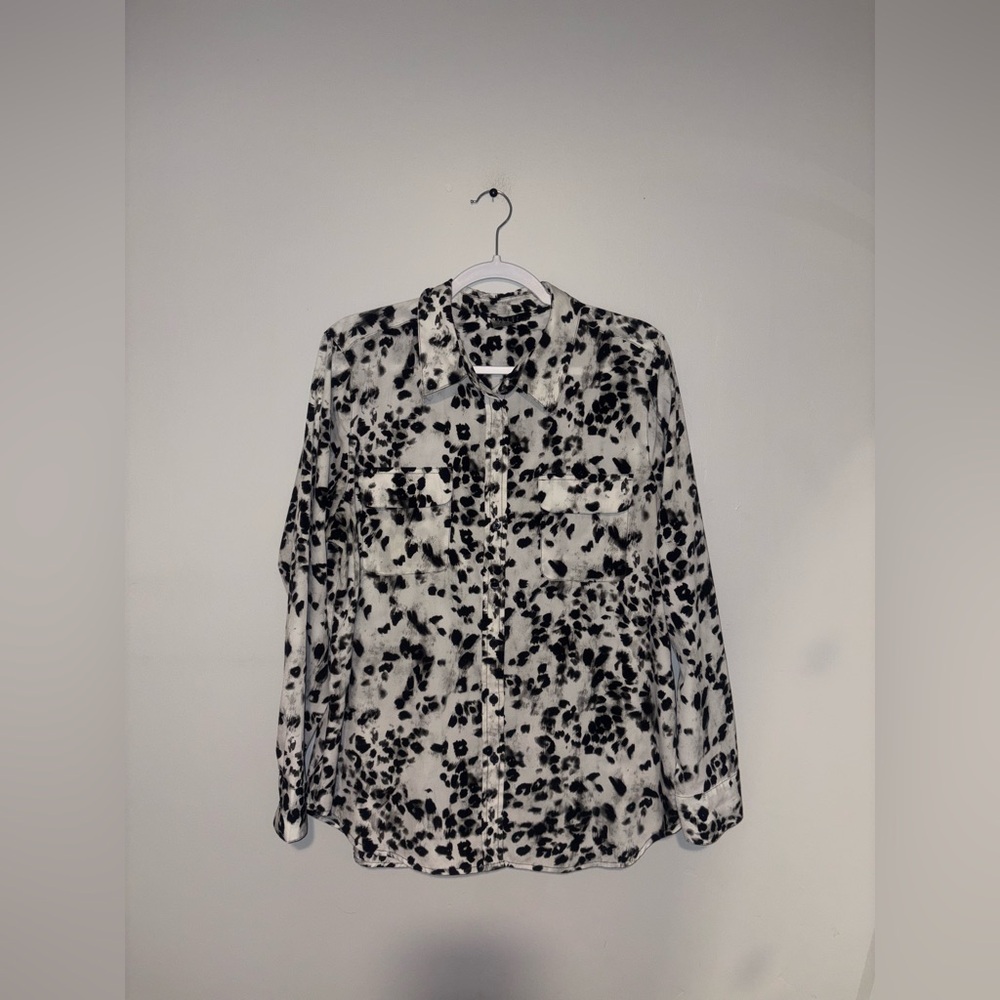 Black Label | White Animal Print Button Up Blouse